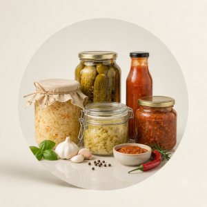 Conservas, Fermentados y Salsas.