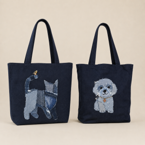 Bolsos Tote técnica patchwork silueta de Gato ó Perro 38*40 (cm)- Siempreviva Tienda De Regalos.