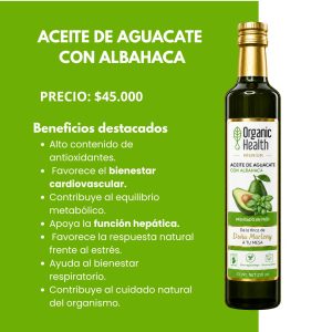 Aceite de aguacate con albahaca 250 ml - Marleny Garcia