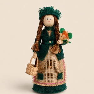 Muñeca de costal vestido verde - Platifibra